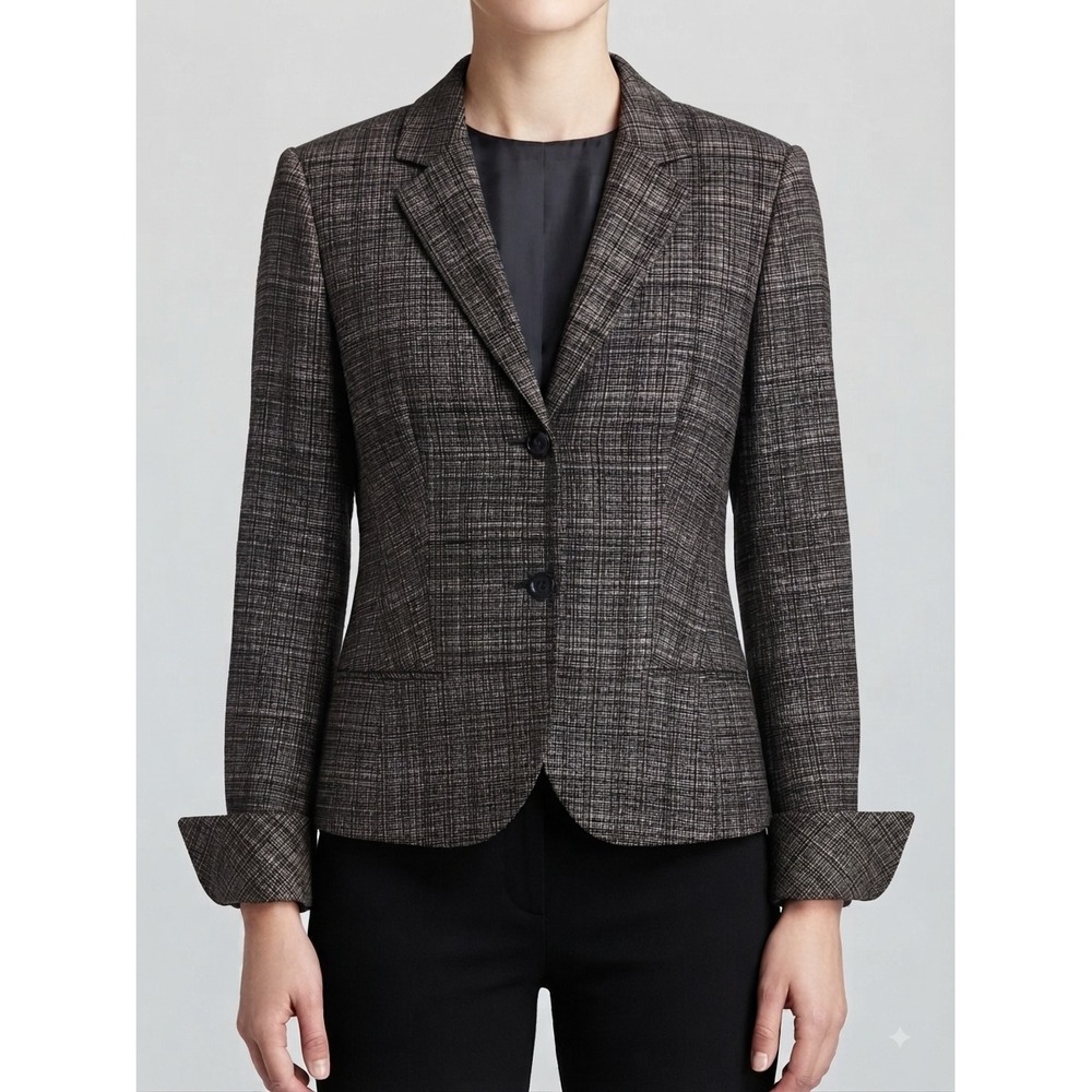 Rene Lezard Vintage Chic Wool Silk Luxury Blazer Dark Academia Black White 6